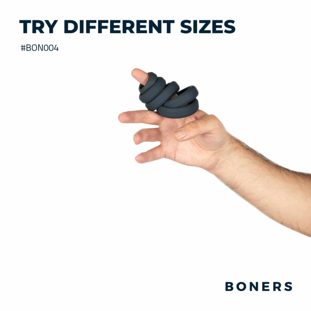 Mister B Set of 6 Silicone Rings – 6 Sizes, Black