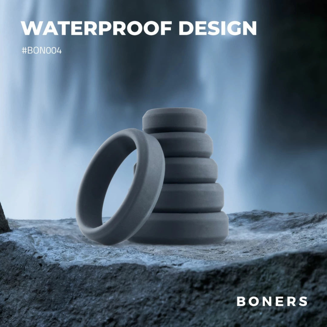 Mister B Set of 6 Silicone Rings – 6 Sizes, Black