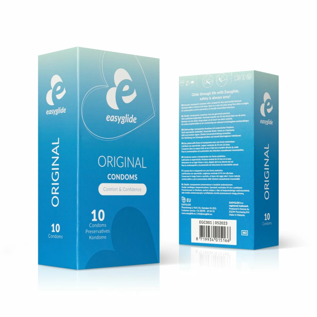 EasyGlide Natural – Anatomically shaped condoms, 10-pack, transparent