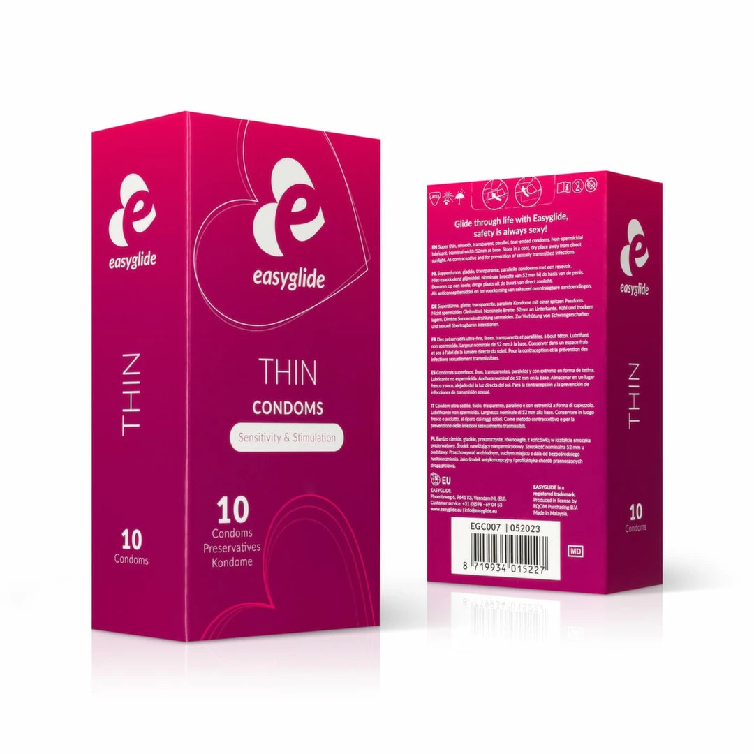 EasyGlide Extra Thin Anatomical Ultra-Thin Condoms, 10-pack