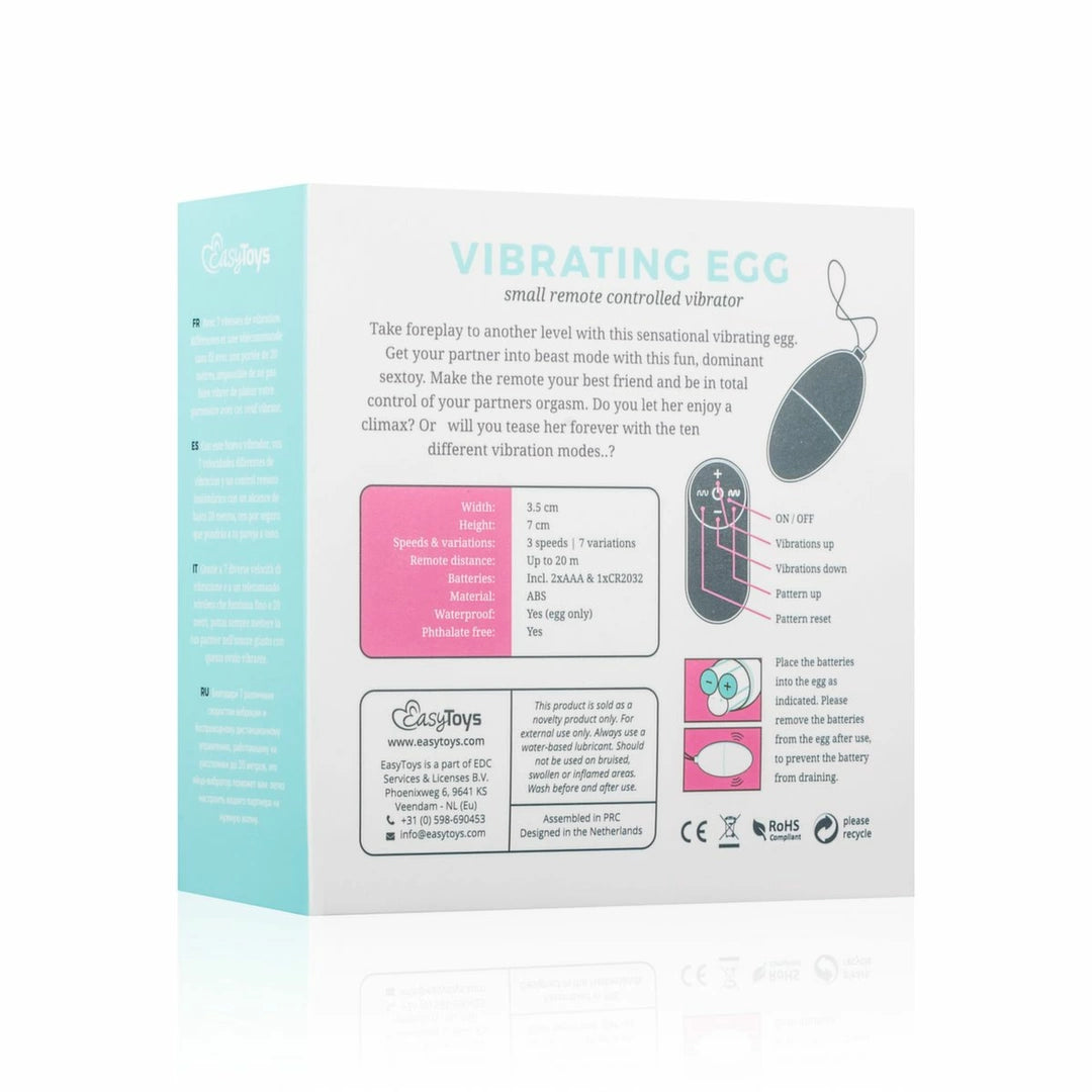 EasyToys Vibrating Egg Model Pink – Remote-Controlled Egg, 3 Modes, 7 Patterns