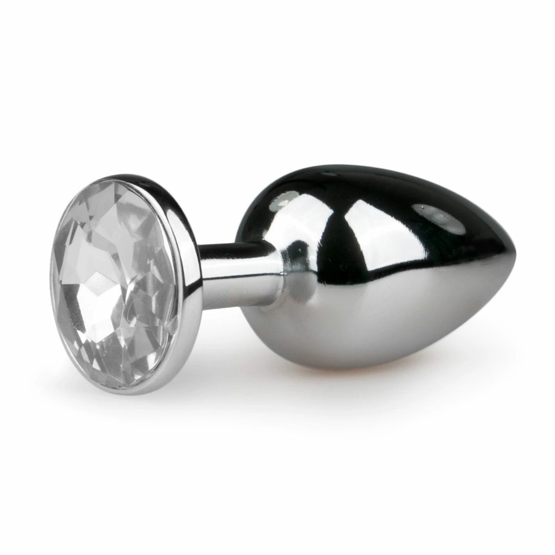 Diogol Metal Anatomical Plug, Silver/Clear S, with Crystal