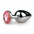 Diogol Silver/Pink S Metal Plug with Decorative Crystal, 6.5 cm