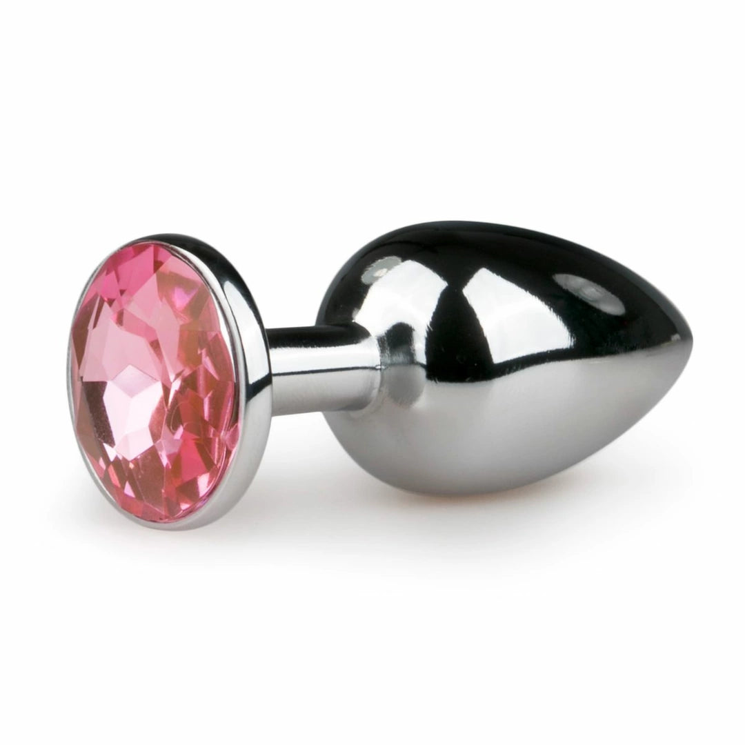 Diogol Silver/Pink S Metal Plug with Decorative Crystal, 6.5 cm