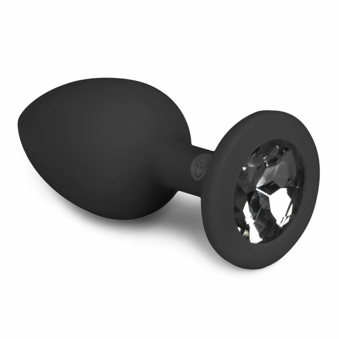 EasyToys Small Black Anatomical Silicone Plug with Crystal