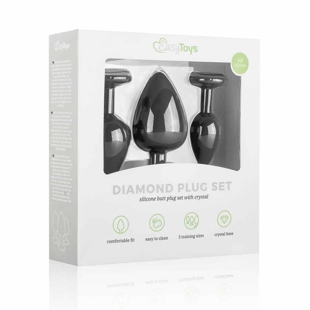 SilexD Set of 3 silicone earplugs with crystal – black