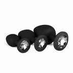 SilexD Set of 3 silicone earplugs with crystal – black