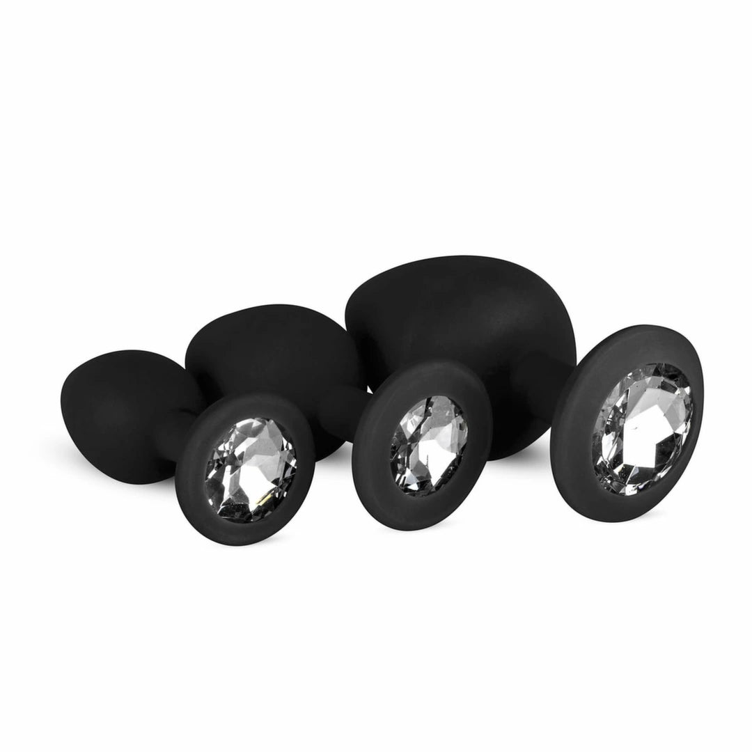 SilexD Set of 3 silicone earplugs with crystal – black