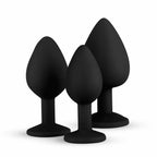 SilexD Set of 3 silicone earplugs with crystal – black