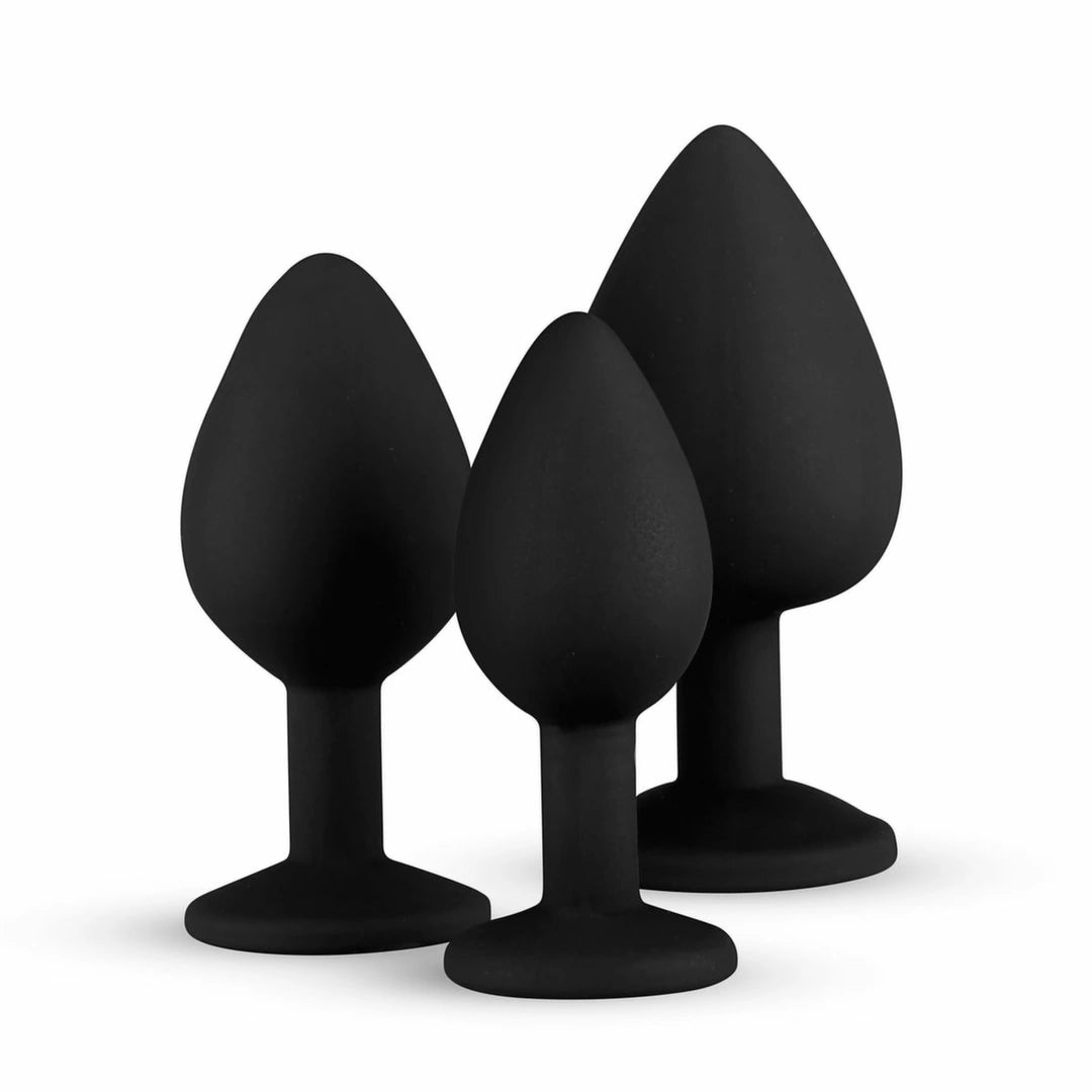 SilexD Set of 3 silicone earplugs with crystal – black