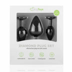 SilexD Set of 3 silicone earplugs with crystal – black