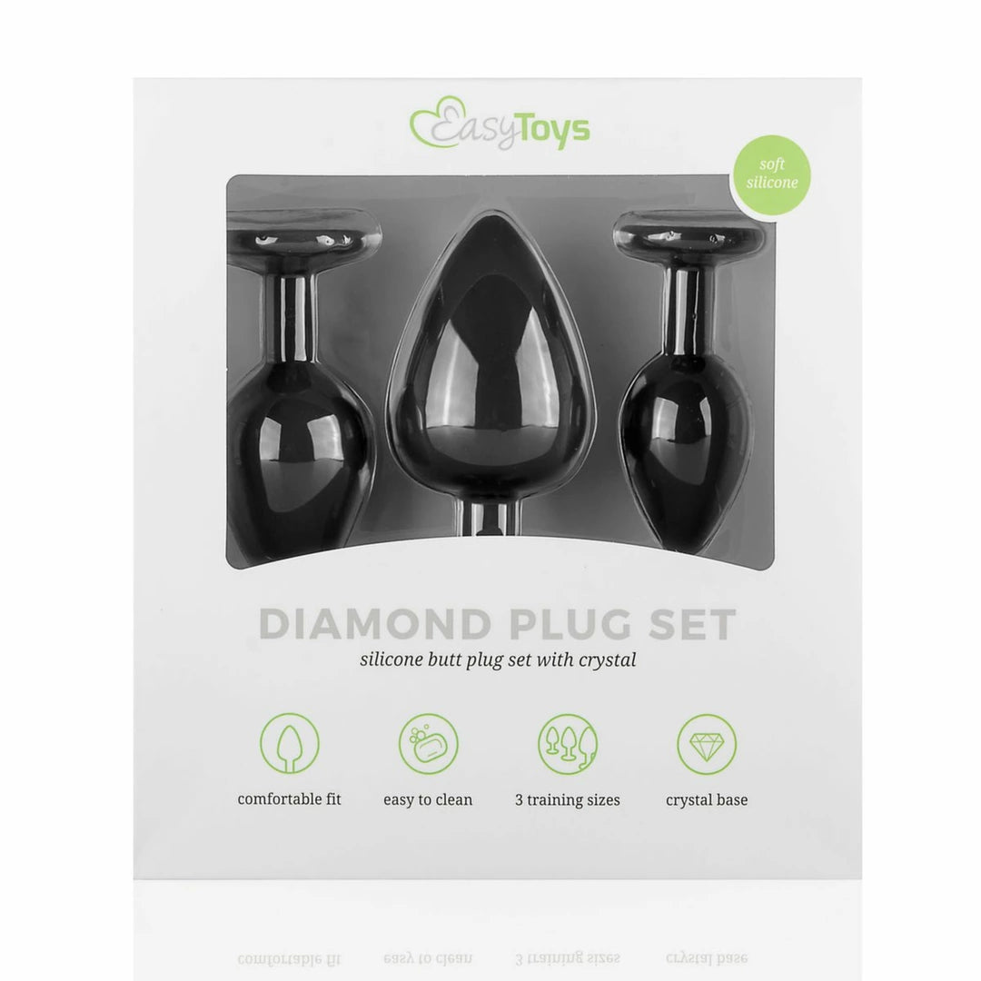 SilexD Set of 3 silicone earplugs with crystal – black