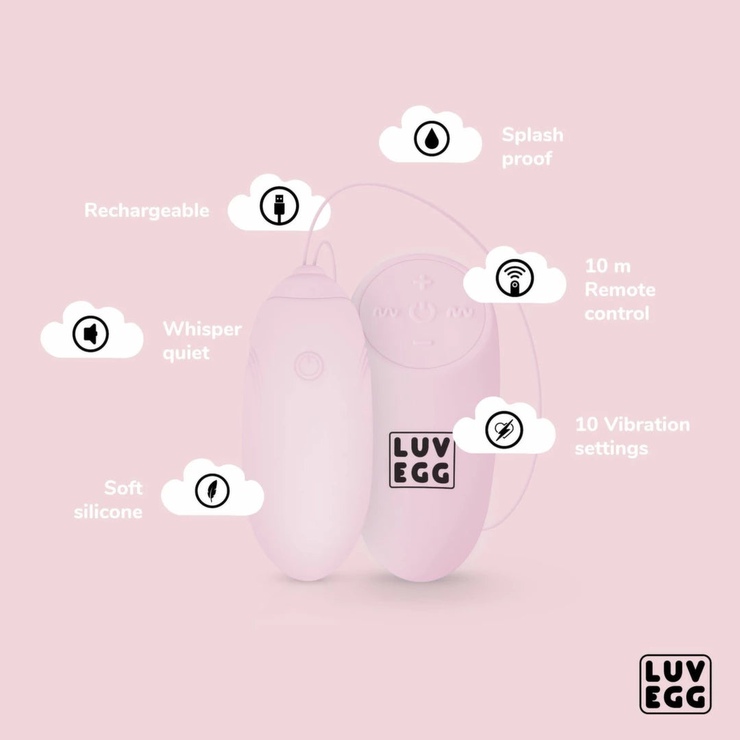 LUV EGG Model Pink – Vibrating Egg with Remote Control, 12 Modes, Silicone