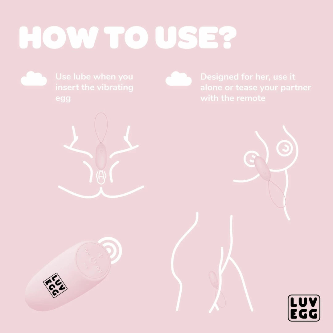 LUV EGG Model Pink – Vibrating Egg with Remote Control, 12 Modes, Silicone